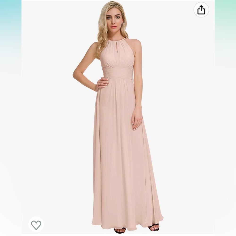 NWT AW Bridal Keyhole Chiffon Bridesmaid Dresses Long Formal Dress in Pearl Pink